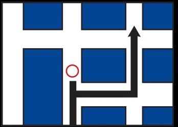 Detour for vehicles that are not allowed to pass.