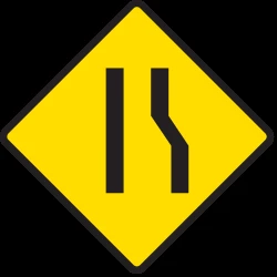 Warning for a road narrowing on the right.