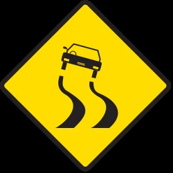 Warning for a slippery road surface.