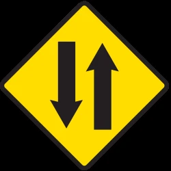 Warning for a road with two-way traffic.