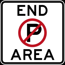 End of the zone where parking is prohibited.