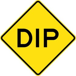 Warning for a dip in the road.