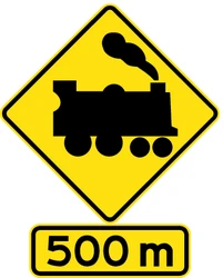 Warning for a railroad crossing without barriers.