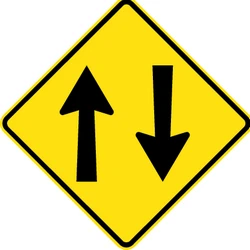 Warning for a road with two-way traffic.