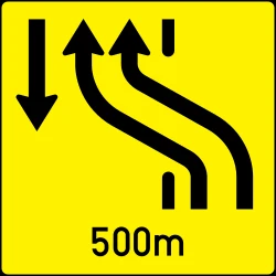 Temporary change in the direction of the lanes.