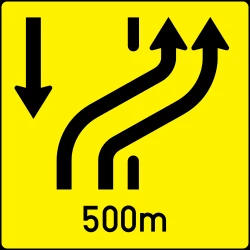 End of the changed direction of the lanes.