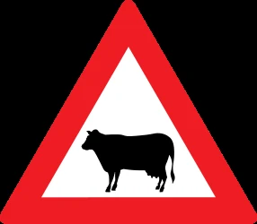 Warning for cattle on the road.