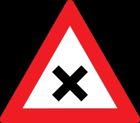 Warning for an uncontrolled crossroad.