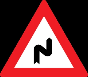 Warning for a double curve, first right then left.