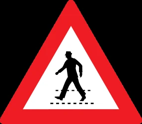 Warning for a crossing for pedestrians.