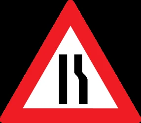 Warning for a road narrowing on the right.
