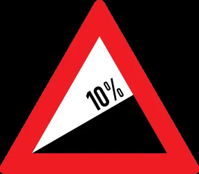 Warning for a steep ascent.