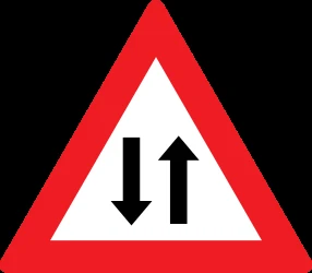 Warning for a road with two-way traffic.
