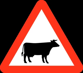 Warning for cattle on the road.