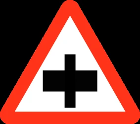 Warning for a crossroad, give way to all drivers.