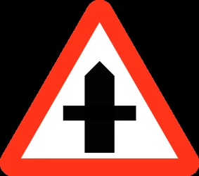 Warning for a crossroad side roads on the left and right.