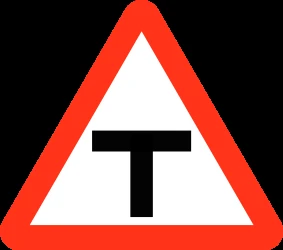 Warning for an uncontrolled T-crossroad.