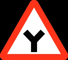 Warning for an uncontrolled Y-crossroad.