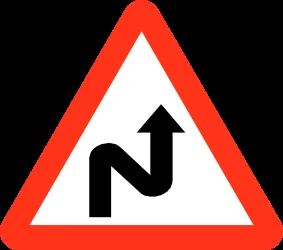 Warning for a double curve, first right then left.