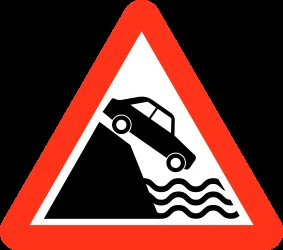 Warning for a quayside or riverbank.