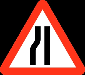 Warning for a road narrowing on the left.