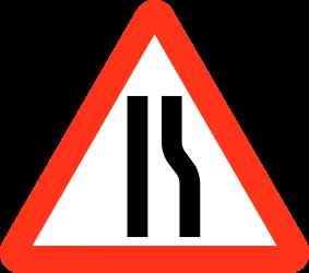 Warning for a road narrowing on the right.