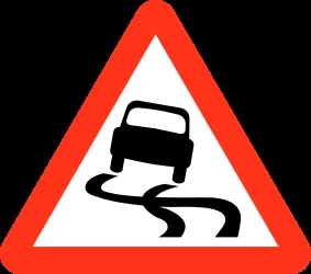 Warning for a slippery road surface.
