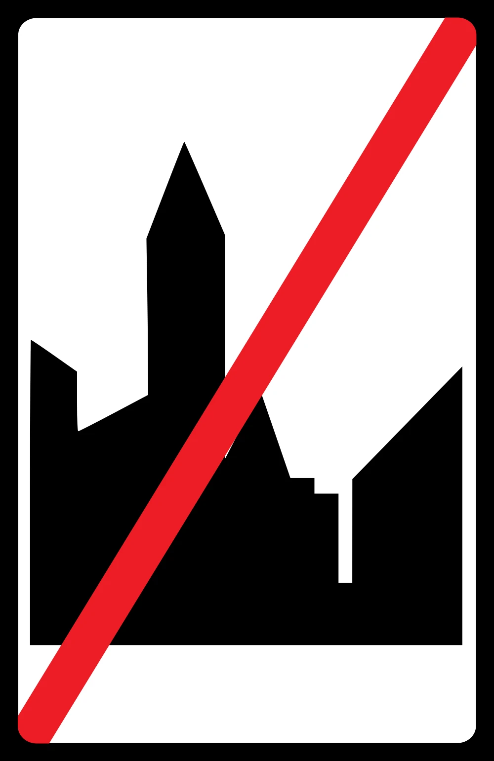 End of the built-up area.