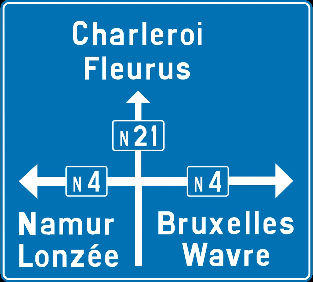 Information about the directions of the crossroad.