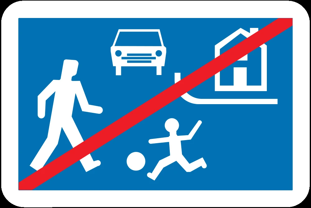 End of the residential area.