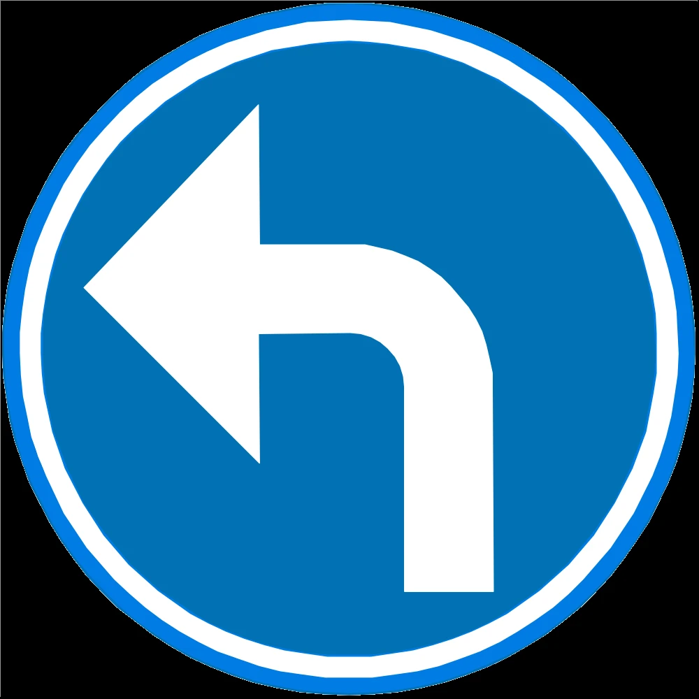 Turning left mandatory.