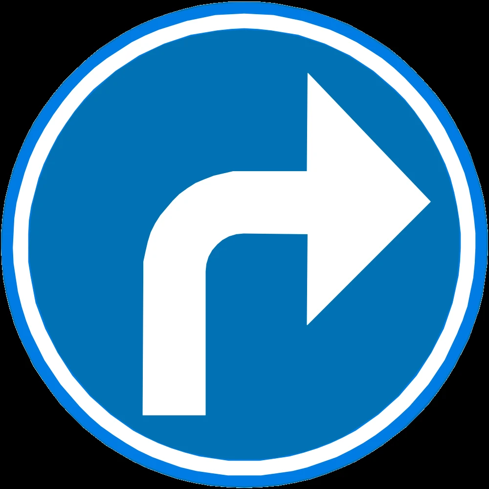 Turning right mandatory.