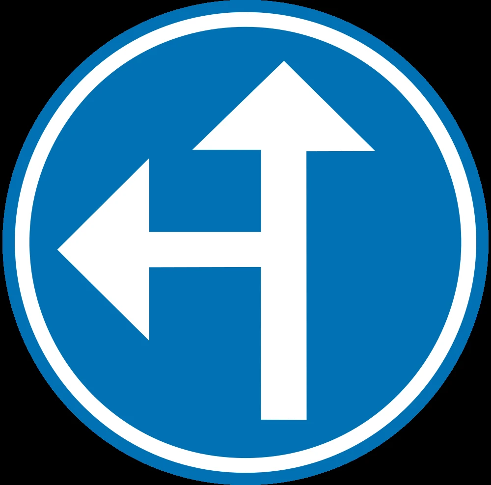Driving straight ahead or turning left mandatory.