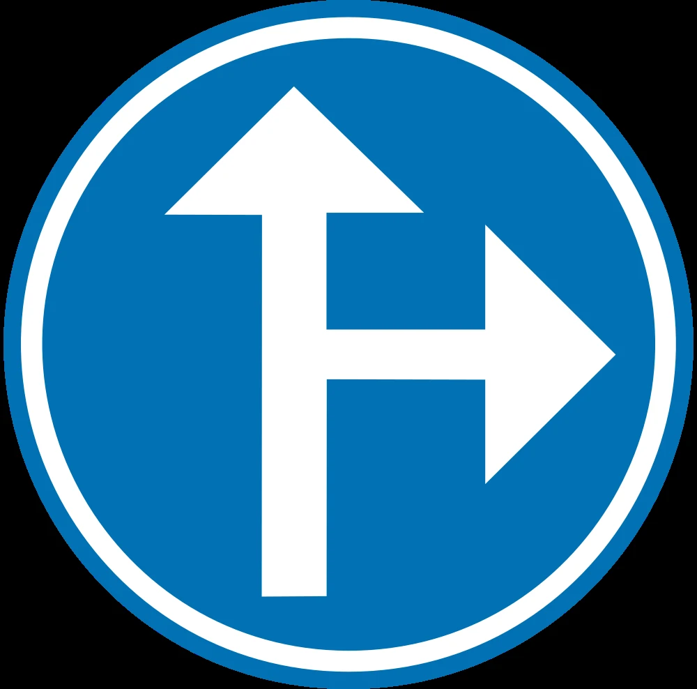 Driving straight ahead or turning right mandatory.