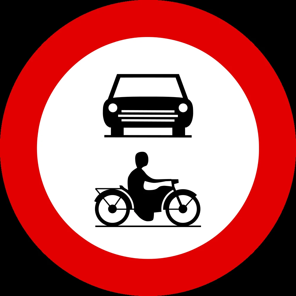 Motorcycles and cars prohibited.