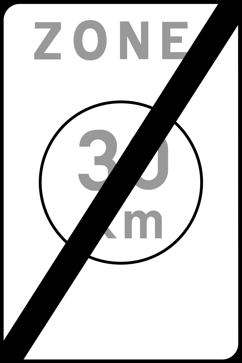 End of the zone with speed limit.
