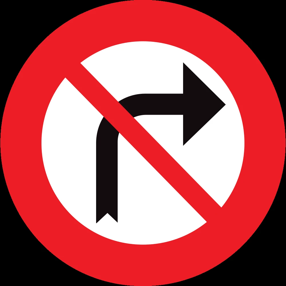 Turning right prohibited.