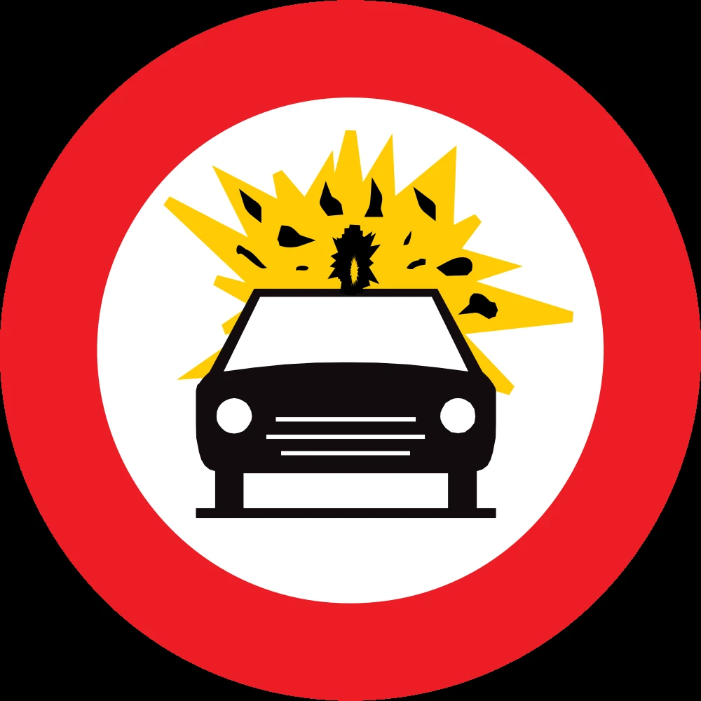 Vehicles with explosive materials prohibited.
