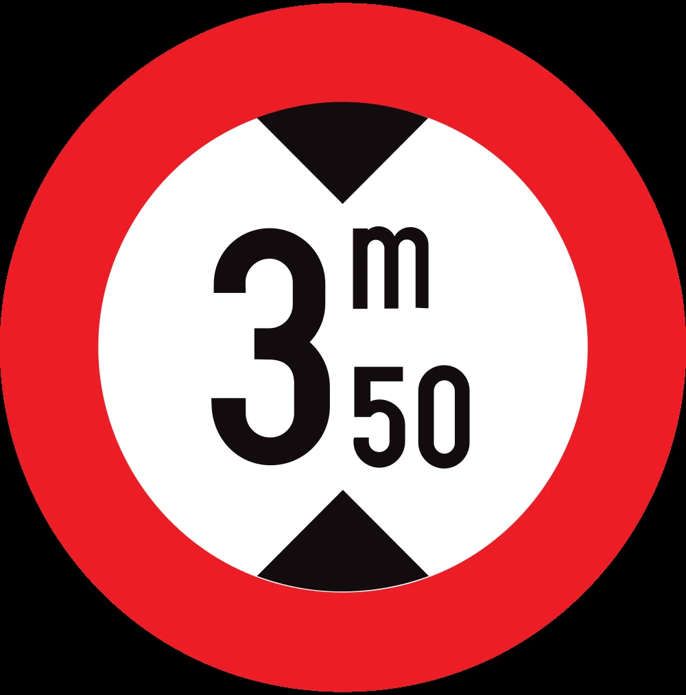 Vehicles higher than indicated prohibited.