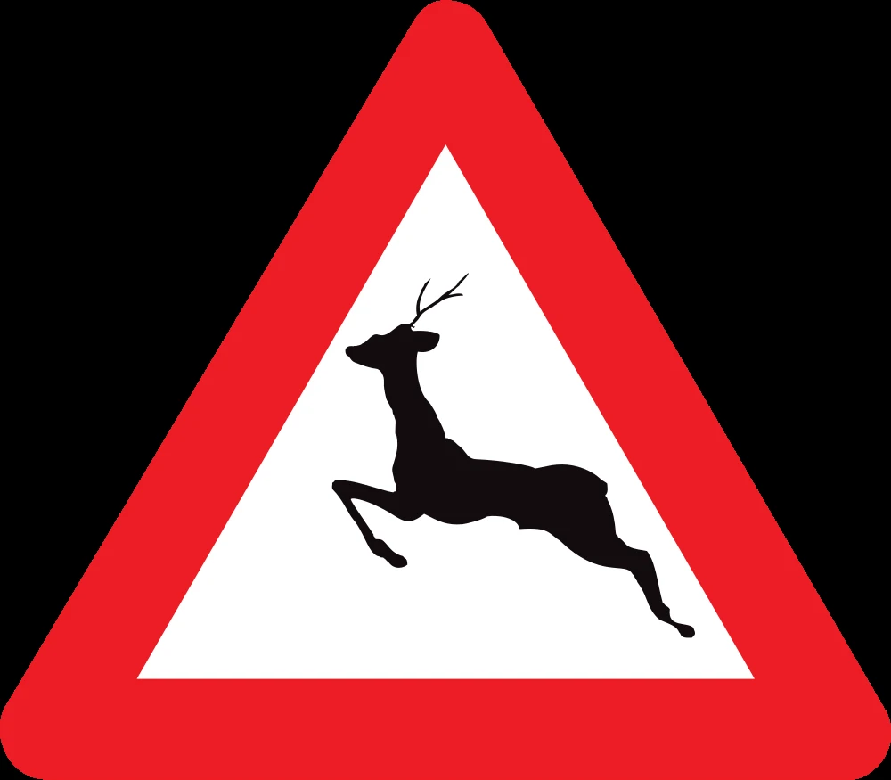 Warning for crossing deer.