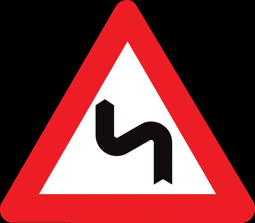 Warning for a double curve, first left then right.