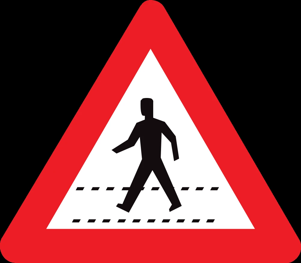 Warning for a crossing for pedestrians.