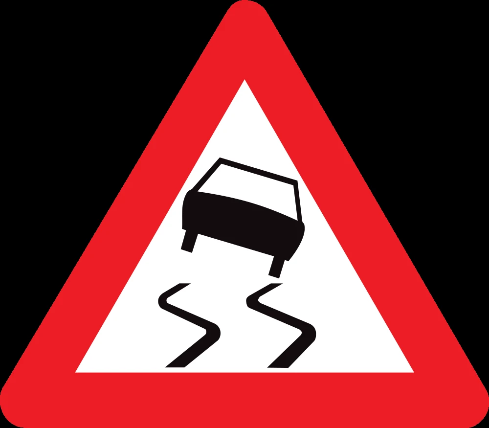 Warning for a slippery road surface.