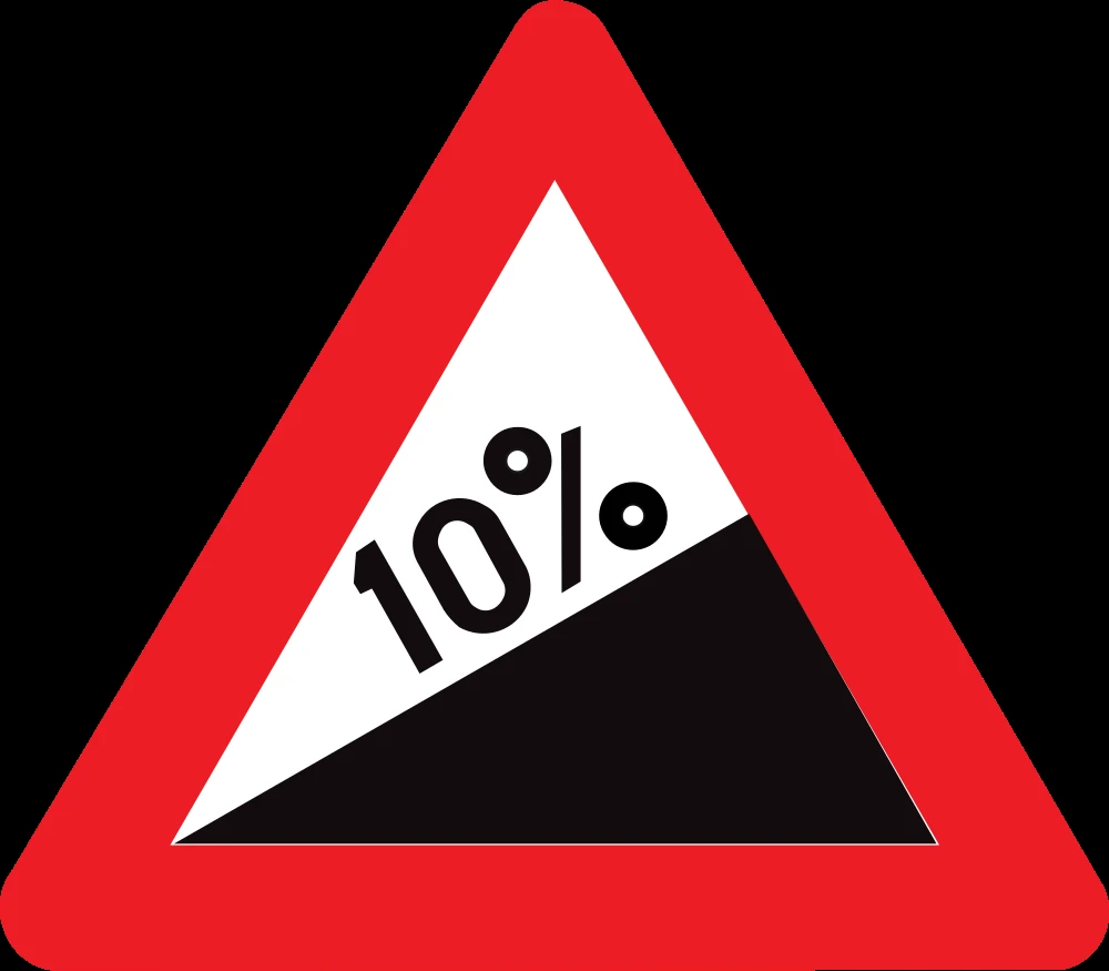 Warning for a steep ascent.