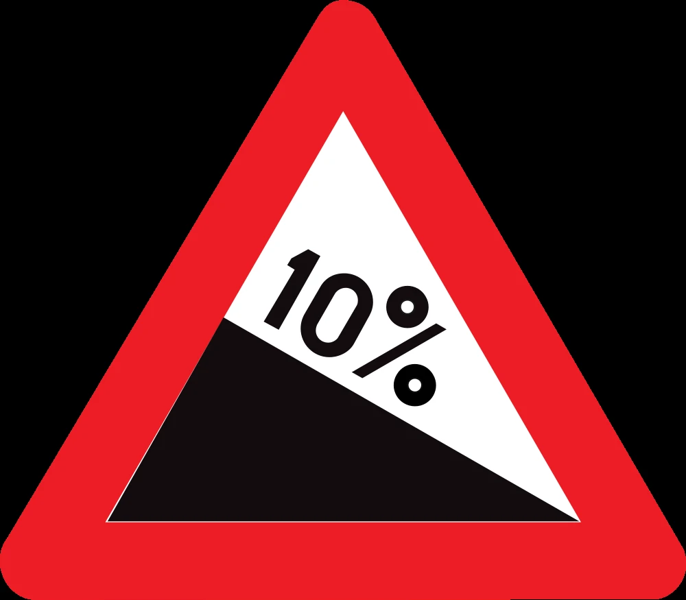 Warning for a steep descent.