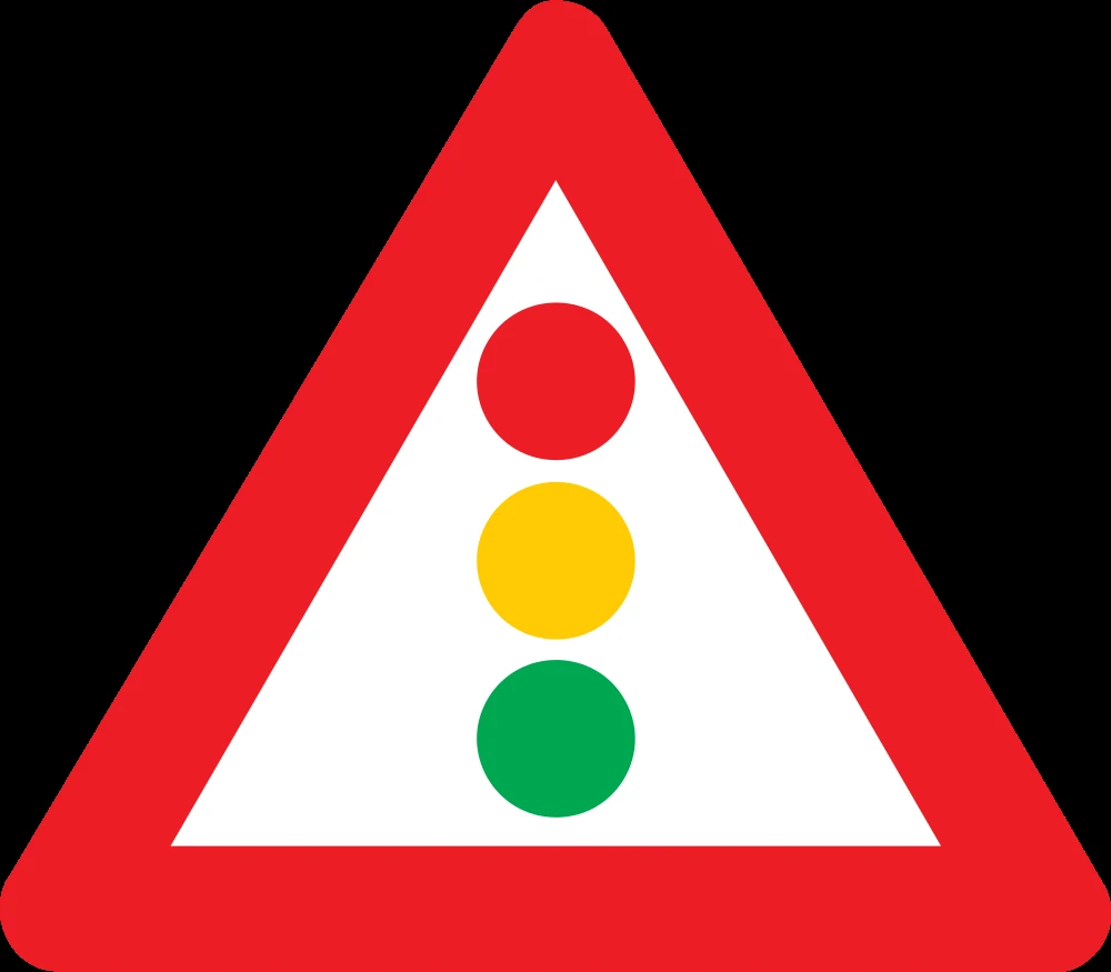 Warning for a traffic light.