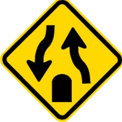 Warning for the end of a divided road.