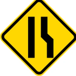 Warning for a road narrowing on the right.