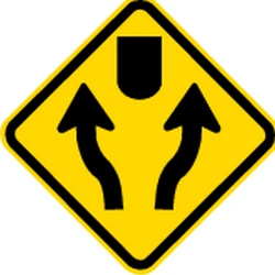 Warning for an obstacle, pass either side.