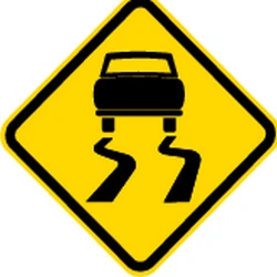 Warning for a slippery road surface.